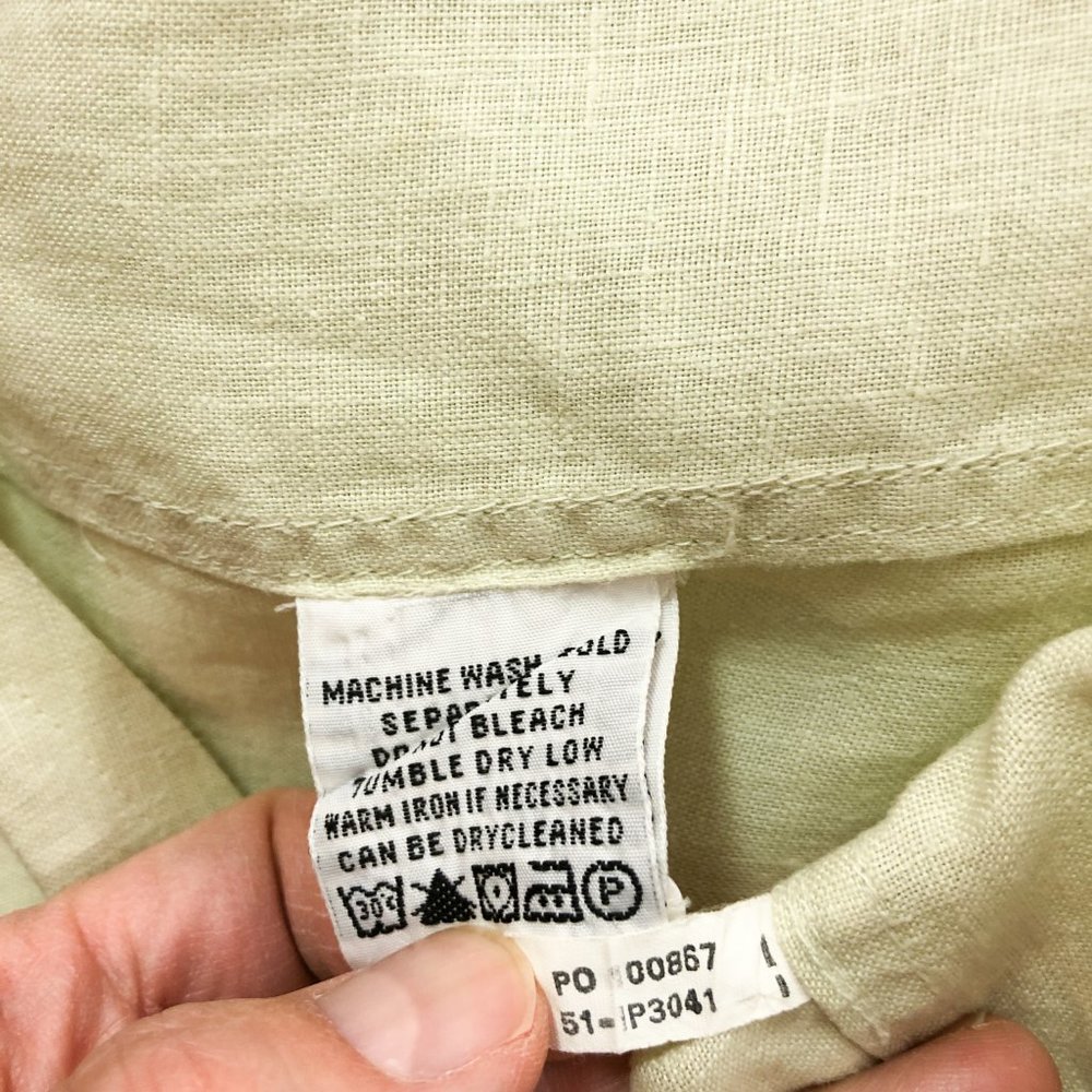 Indigo Palms Cream Woven Linen Long Sleeve Shirt M - Picture 7 of 8